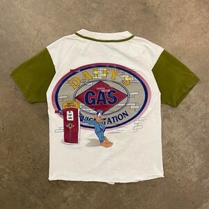 Vintage Looney Tunes Daffy Duck Gas Station Sun Button Up Baseball Style Shirt L